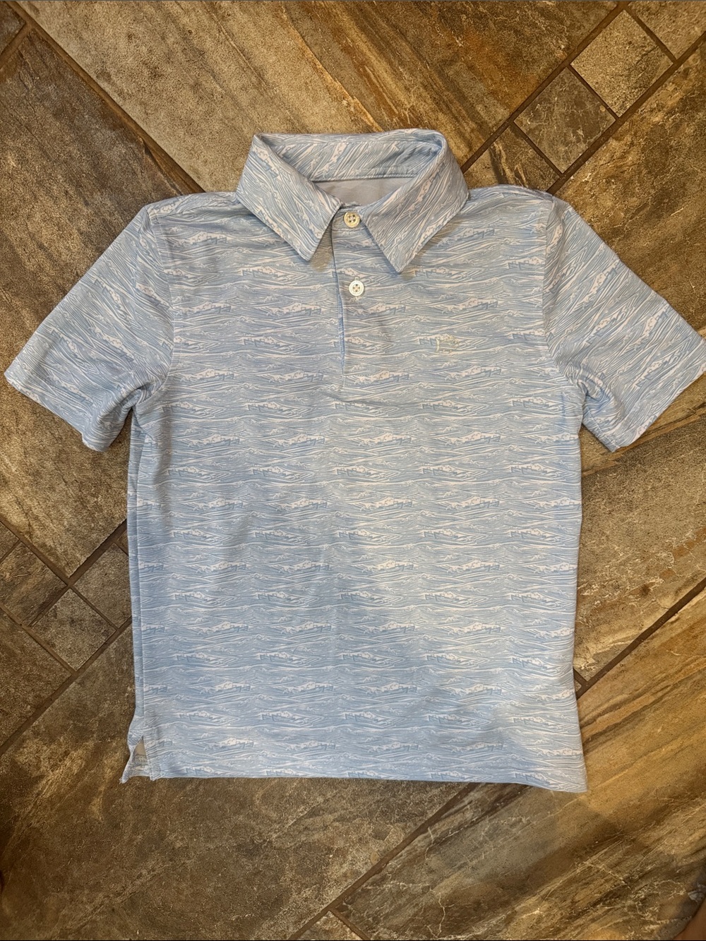 Southern Tide Light Blue Wave-Print Polo